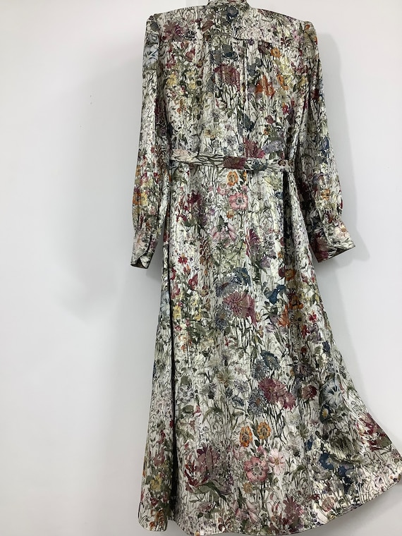 Vintage Tory Burch glowing silk long dress metall… - image 9