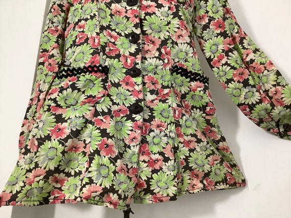 Vintage 1930s jacket green cotton blouse floral p… - image 3