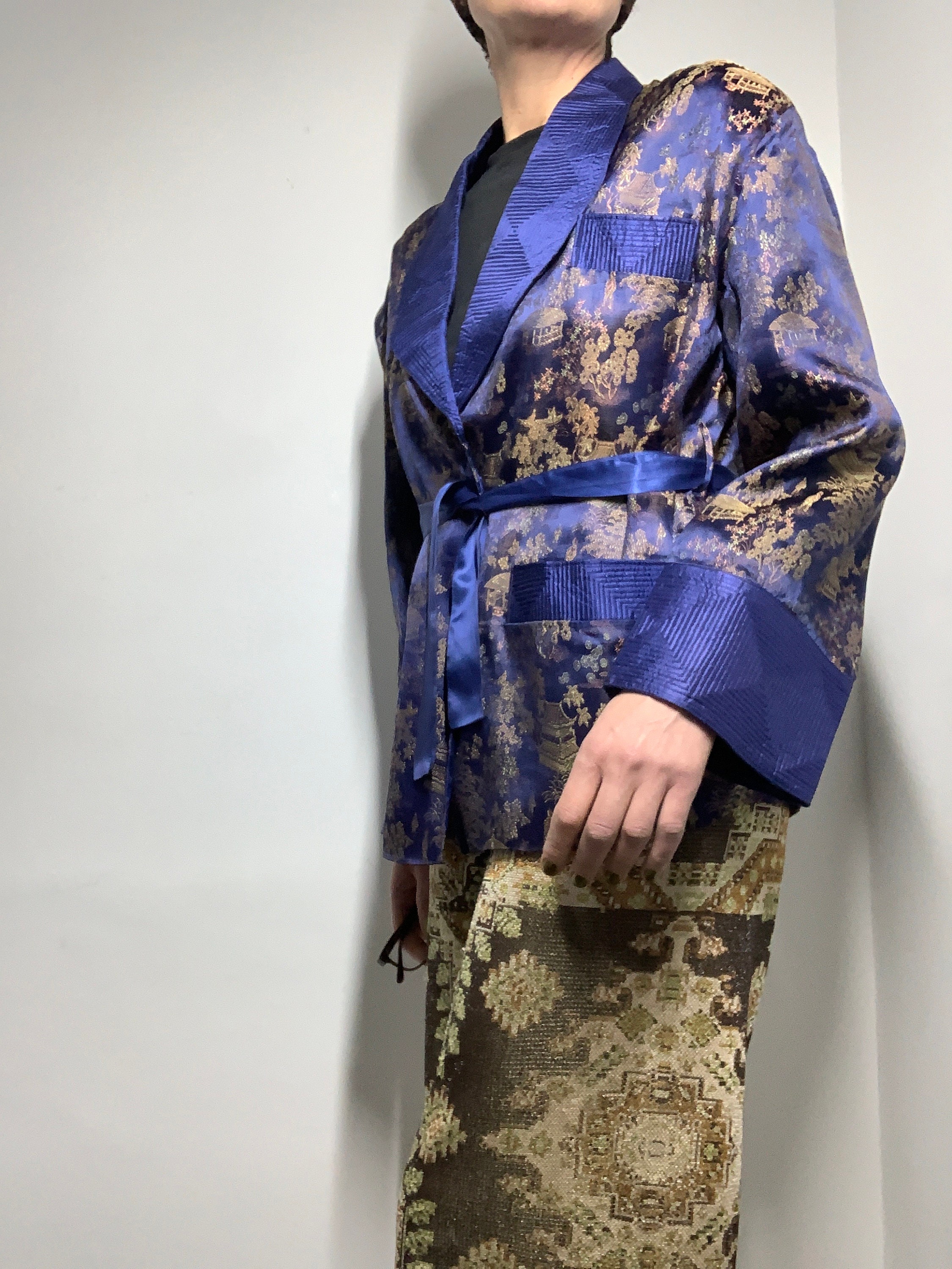 Vintage 1940s Chinese Jacket Brocade Jacquard Asian Oriental
