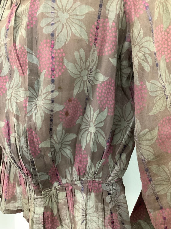 Antique Edwardian blouse 1900s cotton sheer flora… - image 2