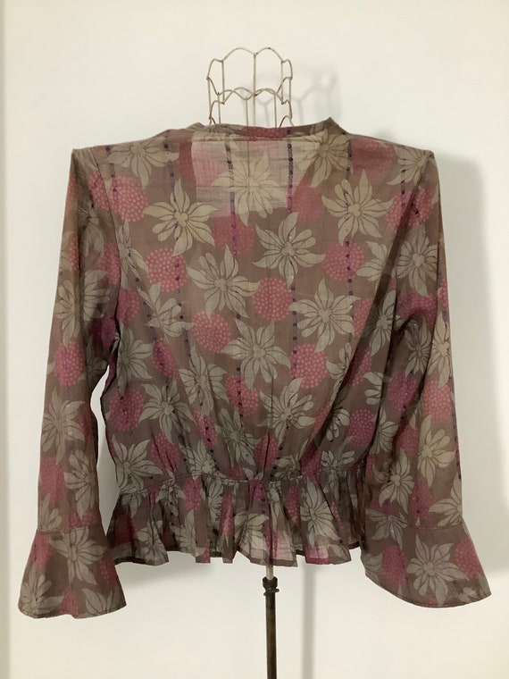 Antique Edwardian blouse 1900s cotton sheer flora… - image 3