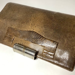 Bolso de mano vintage art déco de los años 30 con cierre cromado en piel, pequeño bolso antiguo. imagen 2