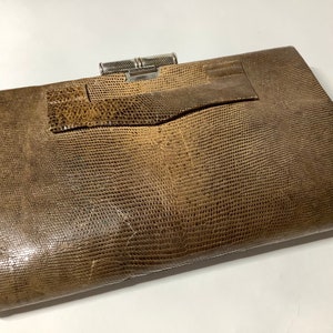 Bolso de mano vintage art déco de los años 30 con cierre cromado en piel, pequeño bolso antiguo. imagen 9