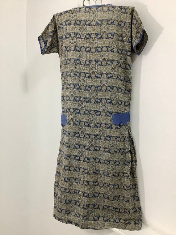 Vintage 1920s style Egyptian print dress cotton s… - image 3