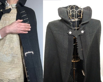 Antique cape ‘La Printemps’ French Paris brand 1800s costume cloak cape black wool with appliqué Victorian original