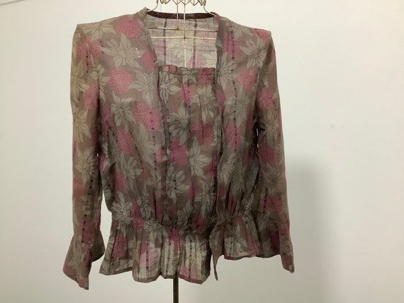 Antique Edwardian blouse 1900s cotton sheer flora… - image 4