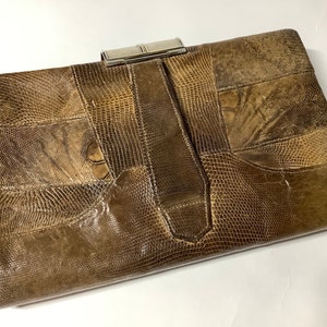 Bolso de mano vintage art déco de los años 30 con cierre cromado en piel, pequeño bolso antiguo. imagen 6