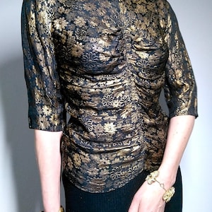 Antique 1930s gold lamé blouse evening glamorous metallic Art deco flapper cocktail party top roaring 20s Gatsby era sparkly lustrous