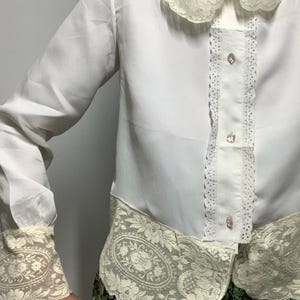 1930年代のヴィンテージコットンツイルレースブラウス、手工芸品、パン