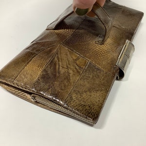 Bolso de mano vintage art déco de los años 30 con cierre cromado en piel, pequeño bolso antiguo. imagen 5