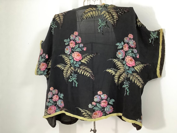 Antique 1920s- 30s blouse silk chiffon robe kimon… - image 3