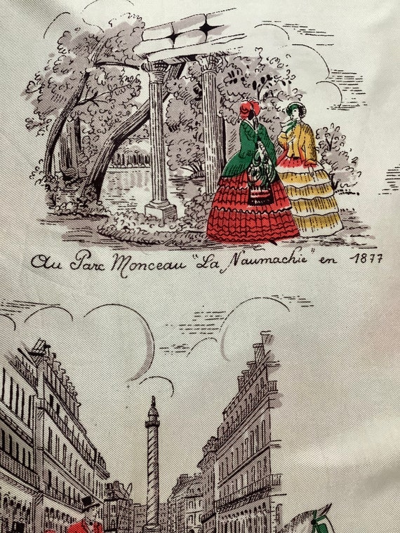 Vintage Victorian scene scarf Belle Epoque Paris … - image 4