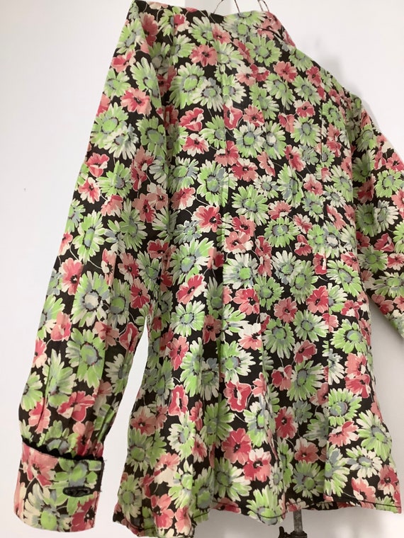 Vintage 1930s jacket green cotton blouse floral p… - image 7