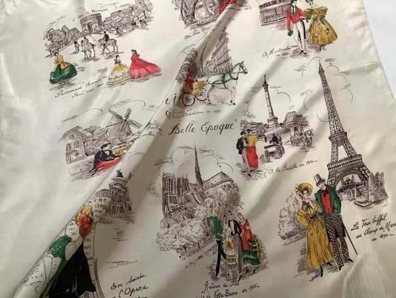 Vintage Victorian scene scarf Belle Epoque Paris … - image 2