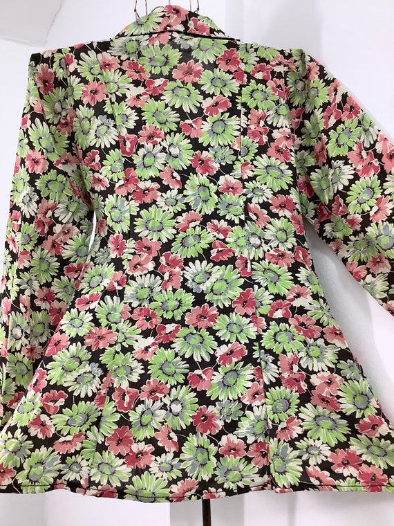 Vintage 1930s jacket green cotton blouse floral p… - image 5