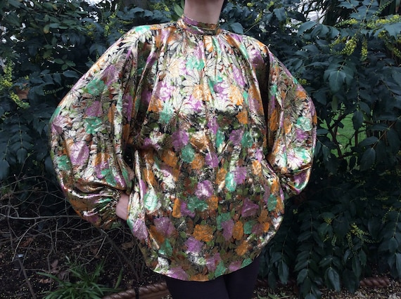 Vintage metallic lame blouse. Vintage 1970s balloo