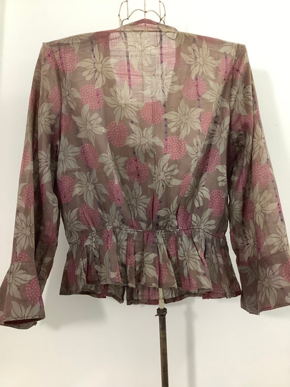 Antique Edwardian blouse 1900s cotton sheer flora… - image 10