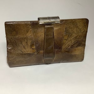 Bolso de mano vintage art déco de los años 30 con cierre cromado en piel, pequeño bolso antiguo. imagen 7