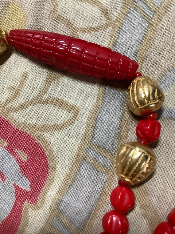 Vintage red glass Art Deco necklace 1920s 1930s c… - image 8