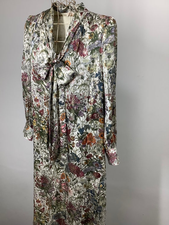 Vintage Tory Burch glowing silk long dress metall… - image 3
