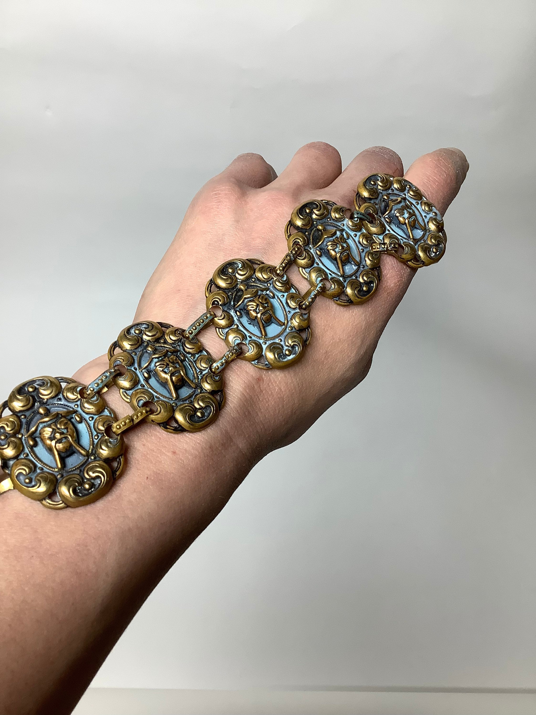 90-00s old bracelet ブレスレット ヴィンテージ オールド Chunky Very Heavy 1990's 13k Yellow Solid Gold Double Link