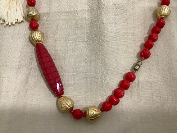 Vintage red glass Art Deco necklace 1920s 1930s c… - image 10