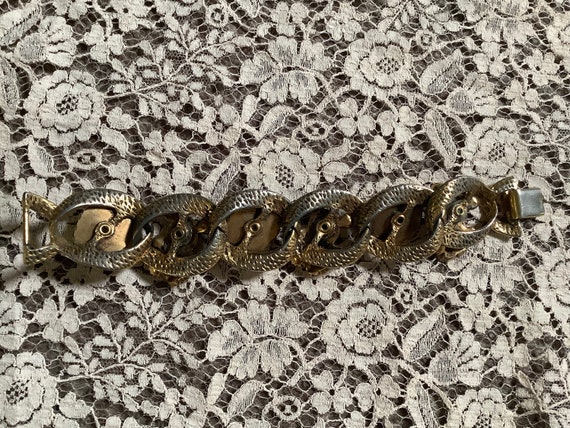 Vintage 1940s 50s chain bracelet lucite cab stone… - image 7