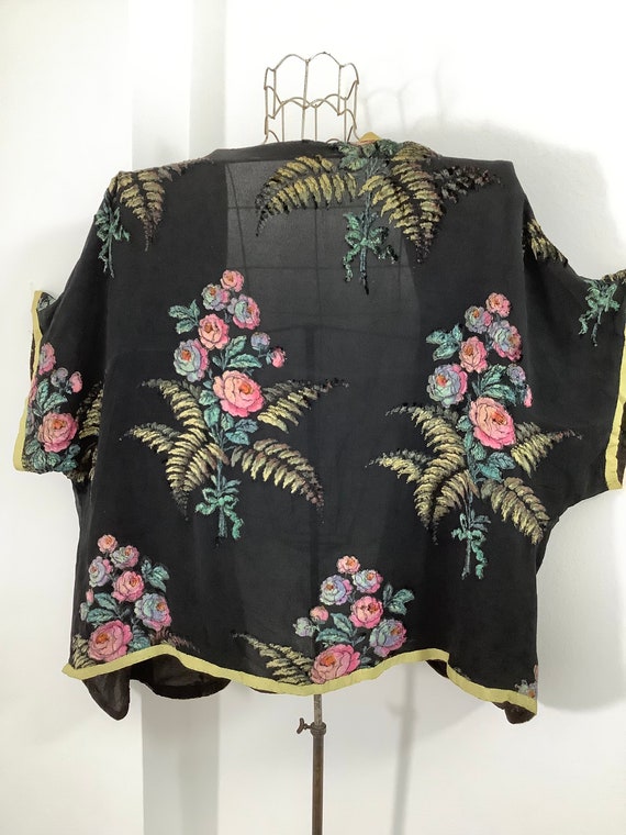 Antique 1920s- 30s blouse silk chiffon robe kimon… - image 6