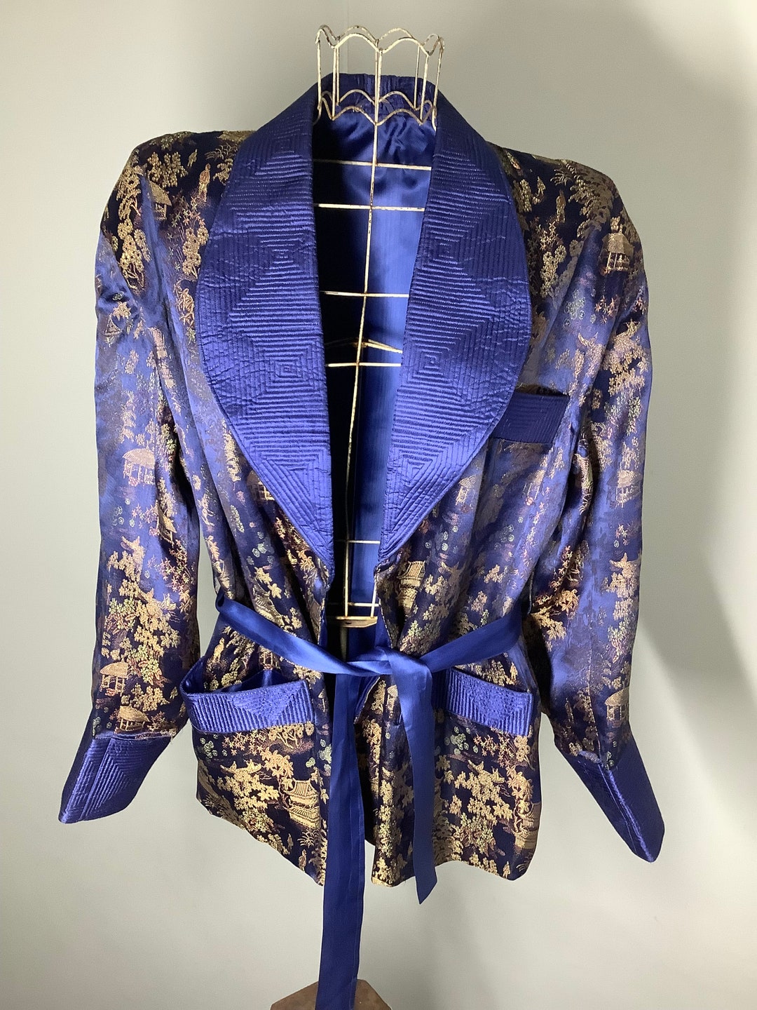 Vintage 1940s Chinese Jacket Brocade Jacquard Asian Oriental