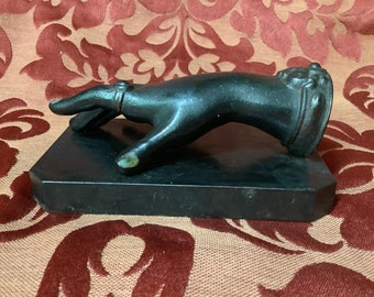 Rare Victorian cast of hand iron paper weight vintage hand sculpture home decor interior display collectors Antique