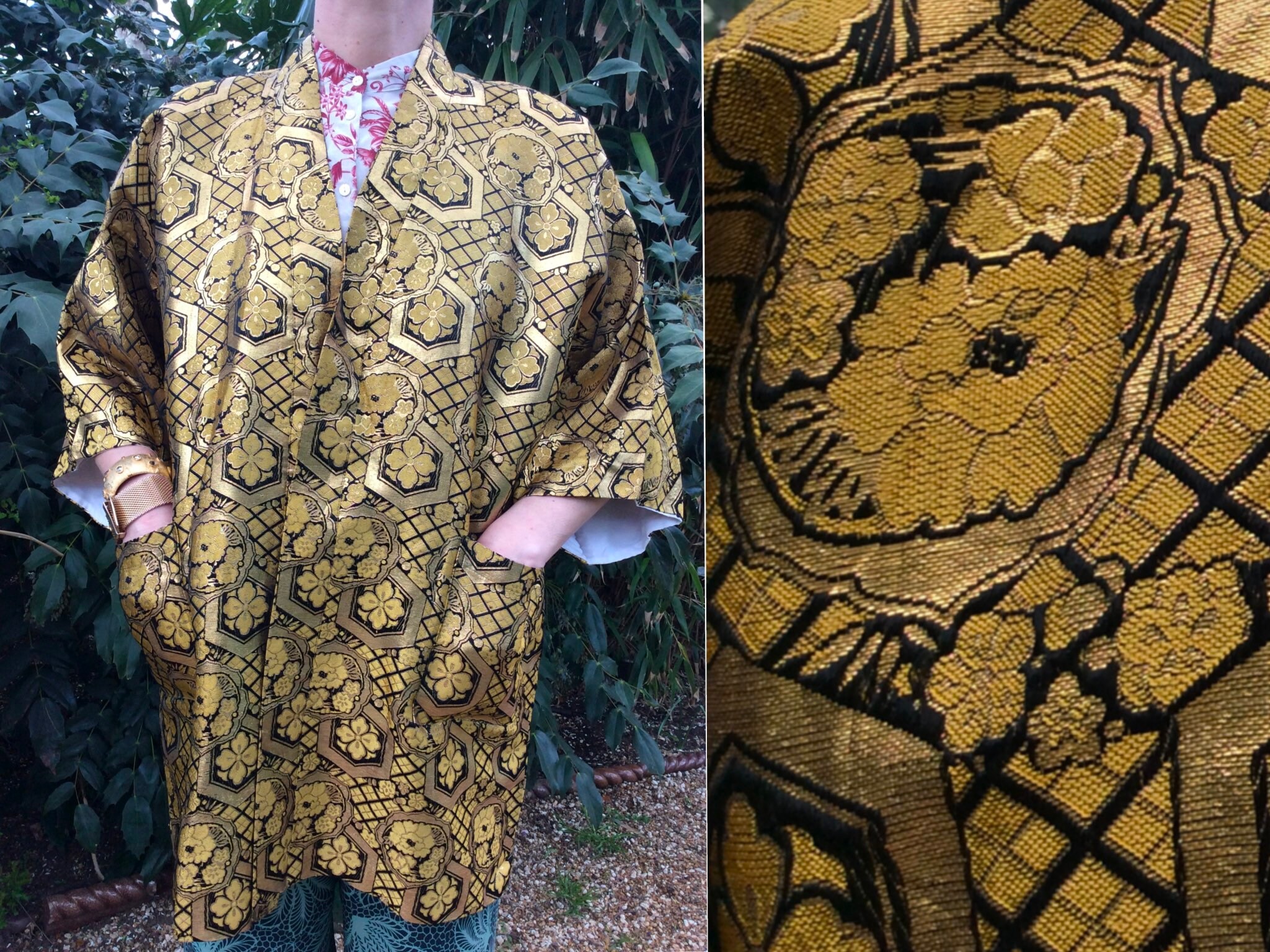 metallic kimono jacket