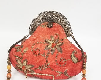 Vintage Tapestry Clutch with Stone Embroidery