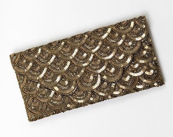 bronze beaded clutch