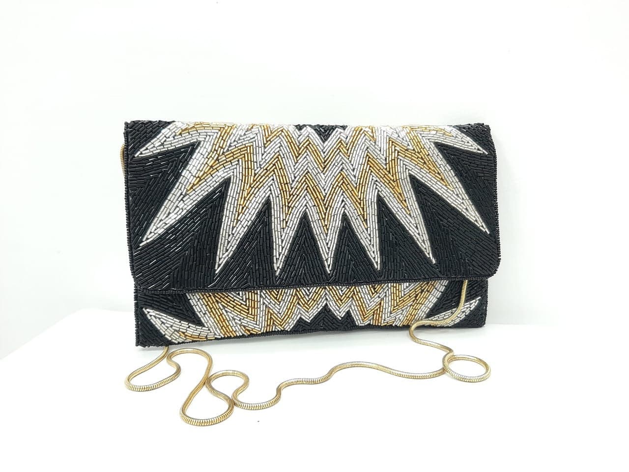 Black - Handmade Bead Work Clutch