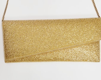 Beaded Evening Clutch: Fine Crafted Gold Party Bag