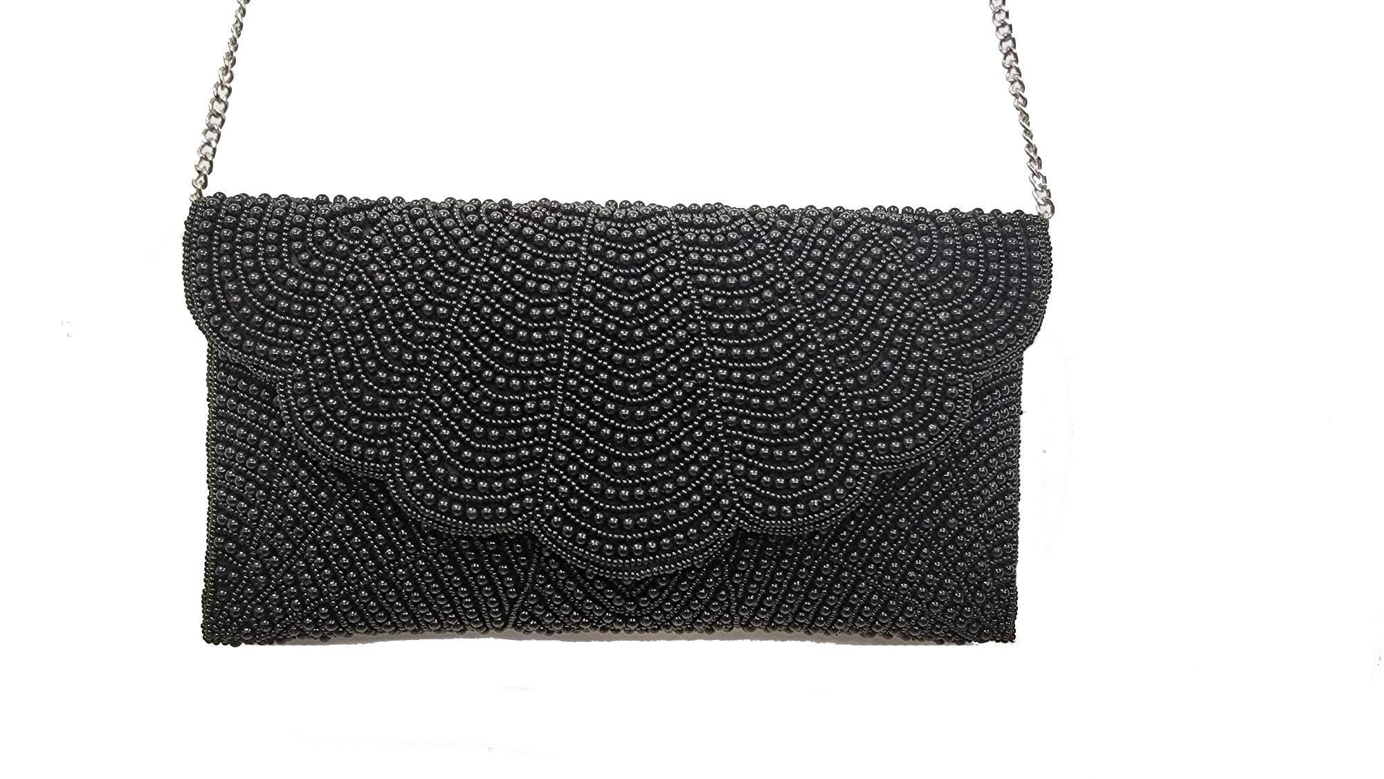 Women's Beaded Clutch and Crossbody Accessories (Generic) - Black Multi, Size O/S by Venus