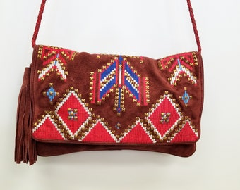 leather cross body boho bag