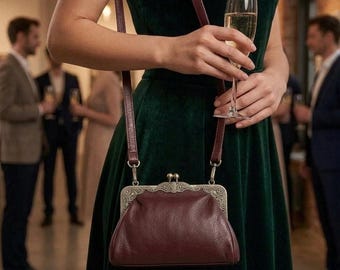 warm orange Victorian leather clutch