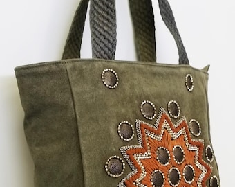 Handmade Leather Hobo Bag: Bohemian Whipstitch,