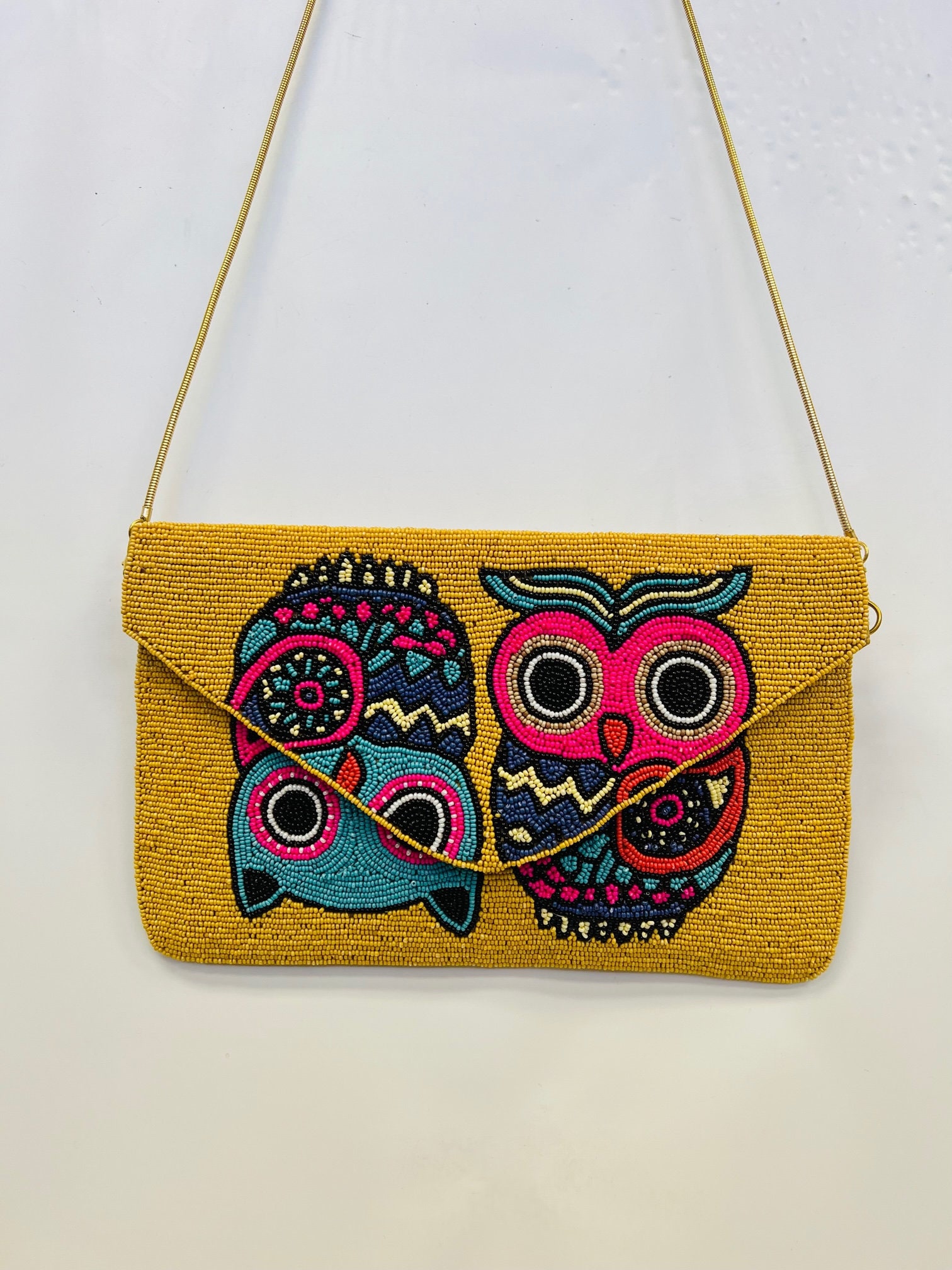 Cute magical orange owl clutch purse