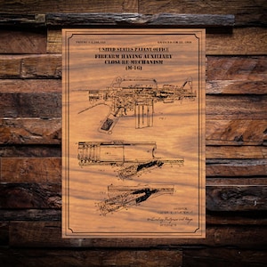 M-16 US Patent digital art vector graphic - With svg, dxf, and Vectric CNC router/laser template files for Aspire, vCarve.