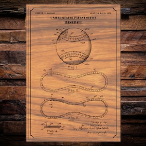 Baseball US Patent digital art vector graphic - With svg, dxf, and Vectric CNC router/laser template files for Aspire, vCarve.