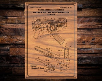 AK-47 US Patent digital art vector graphic - With svg, dxf, and Vectric CNC router/laser template files for Aspire, vCarve.