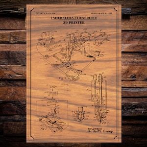 3D Printer US Patent digital art vector graphic - With svg, dxf, and Vectric CNC router/laser template files for Aspire, vCarve.
