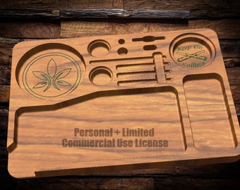 Highly Detailed Herb Rolling Tray vector graphic - Svg, Dxf, Crv and CNC router/laser template files for Vectric Aspire, v-Carve.