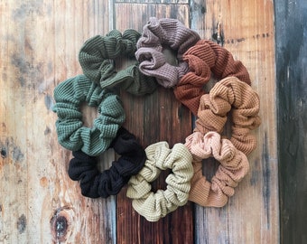 Organic Cotton Waffle Knit Scrunchie, Textured Scrunchie, Scrunchie, Everyday Scrunchie, Solid Colored Scrunchie, Fall Scrunchie