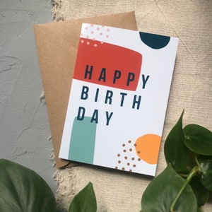 Tarjeta de feliz cumpleaños / A6 / Tarjeta abstracta / Tarjeta colorida / Tarjeta de cumpleaños brillante / Tarjeta de cumpleaños