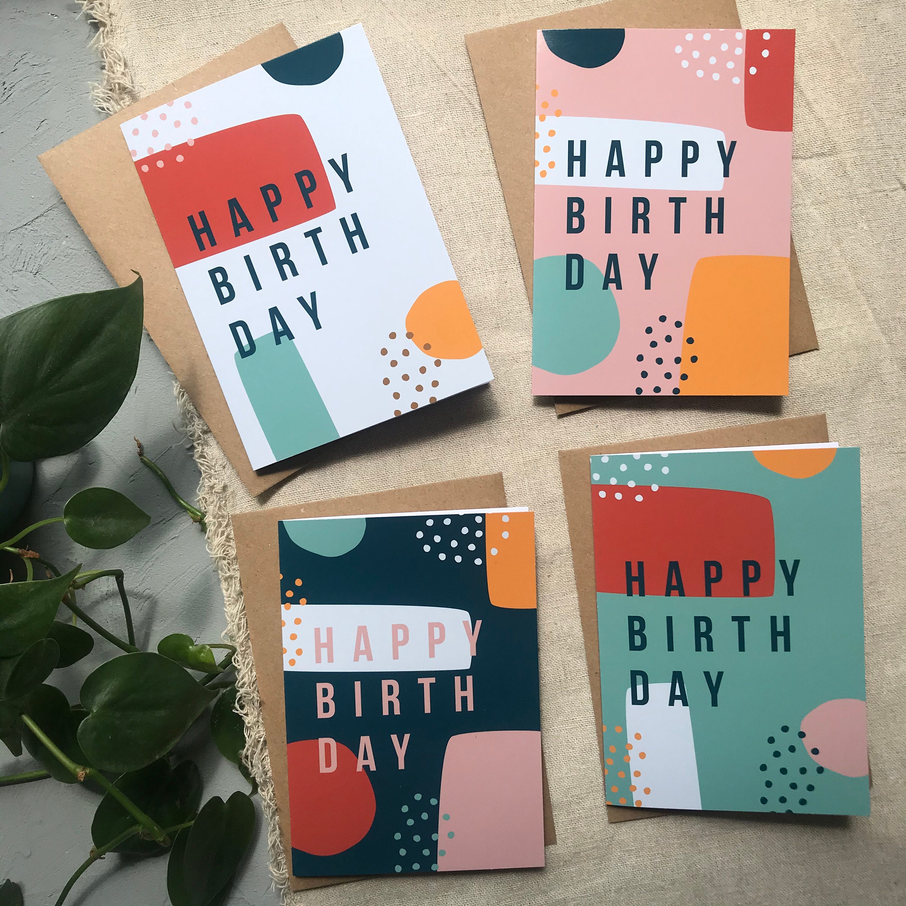 Happy Birthday Card A6 Abstract Card Colourful Card - Etsy UK