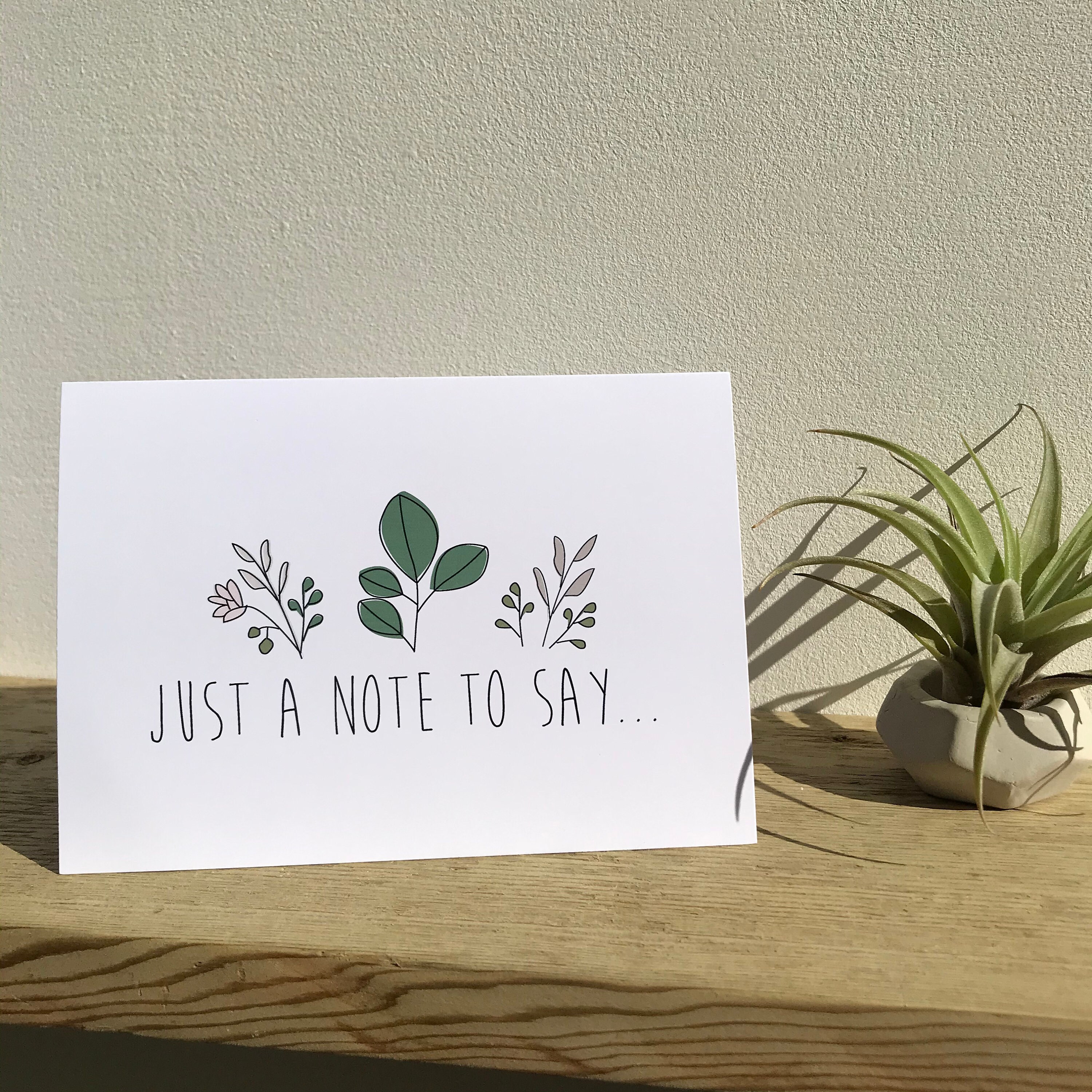 Just a Note to Say Card | Greetings Card | Love Card | Card for a Loved One | Friend Card ...