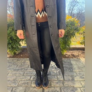 Gabardina de piel de cordero con botones de mantequilla de Free People, abrigo negro Penny Lane EUC imagen 11